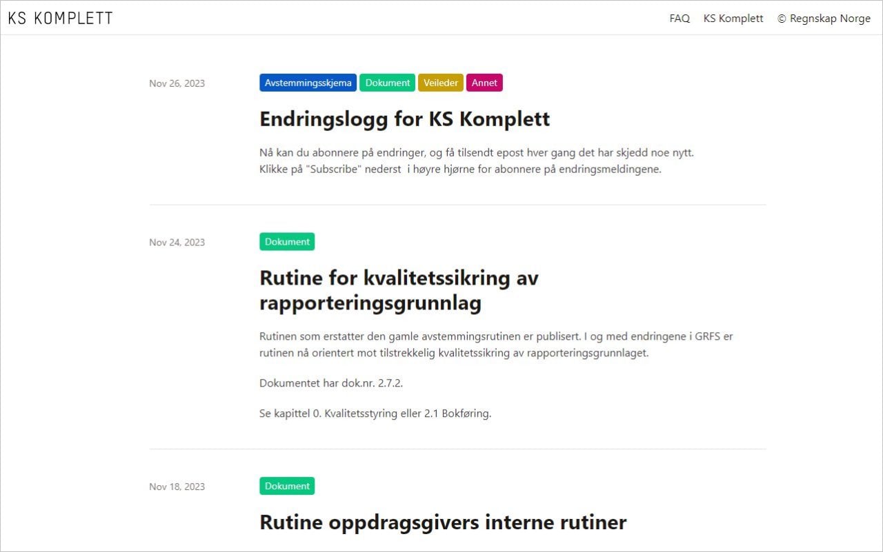 Hold deg oppdatert på endringer i KS Komplett!