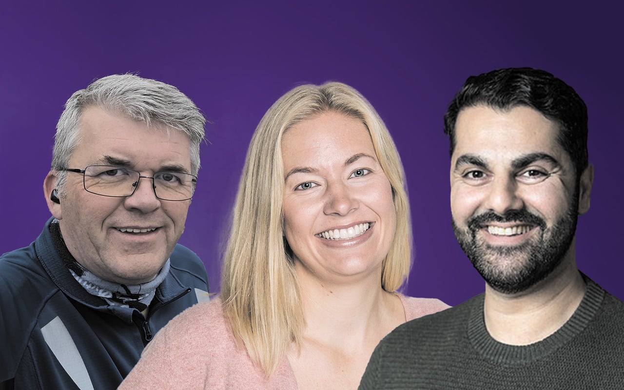 Regnskap Norge gratulerer finalistene til bransjeprisen Årets Overskudd! F.v.: Jan-Erik S. Halvorsen, Nina Sollie Anderssen og Binyamin Ahmad.