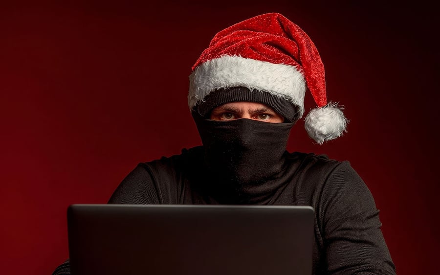 Julen er høytid for cyberkriminalitet. Lær hvordan du kan beskytte deg selv og foretaket. Foto: typepng, Adobe Stock, bildet er generert med AI.