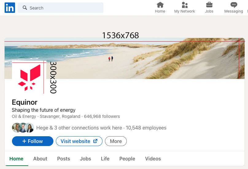 Skjermdump av Equinors LinkedIn-profil